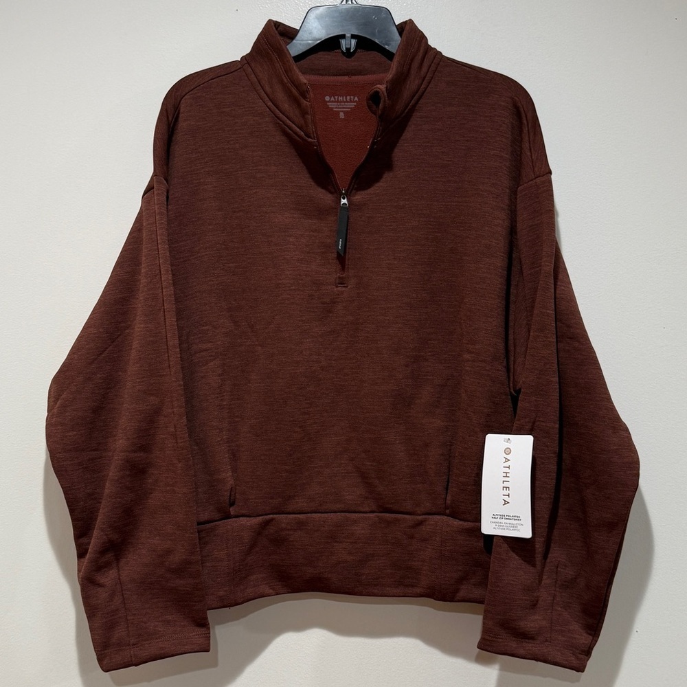 New Athleta Altitude Polartec Half Zip Sweatshirt Womens XL Mahogany Brown Fall
